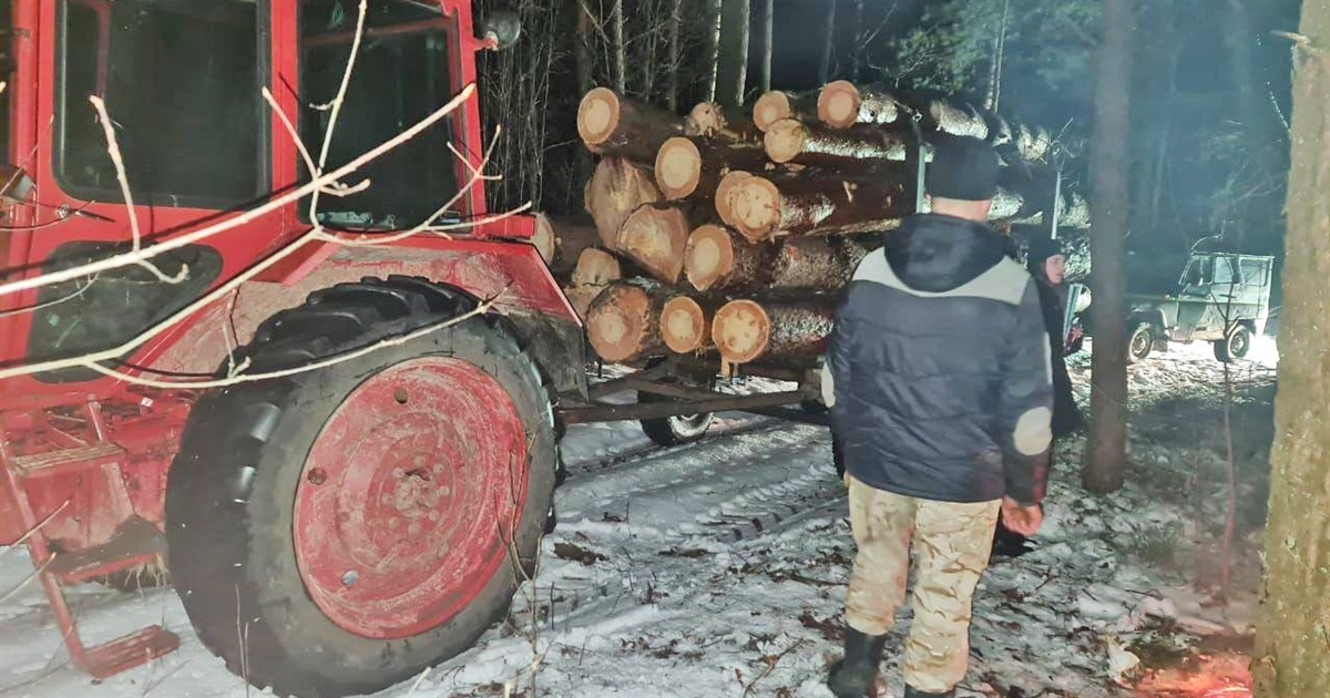 Поблизу села Жовкині поліцейські затримали трактор з незаконним лісом