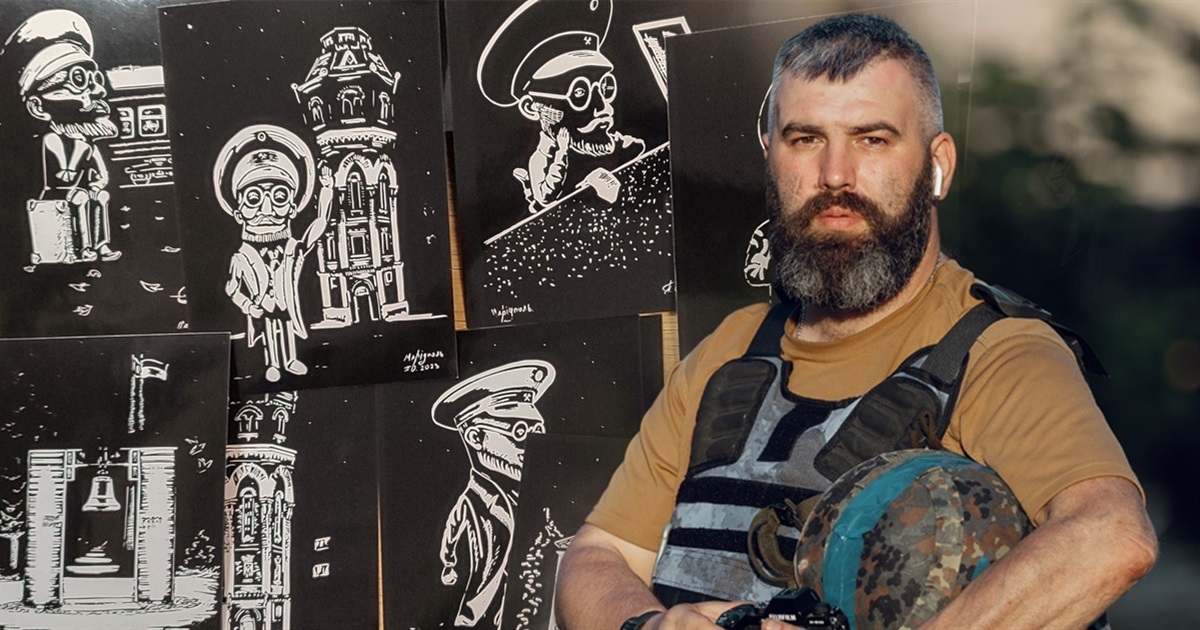 Драмтеатр і скульптури Нільсена. Олександр Полосухін намалював 12 листівок з пам’ятками Маріуполя