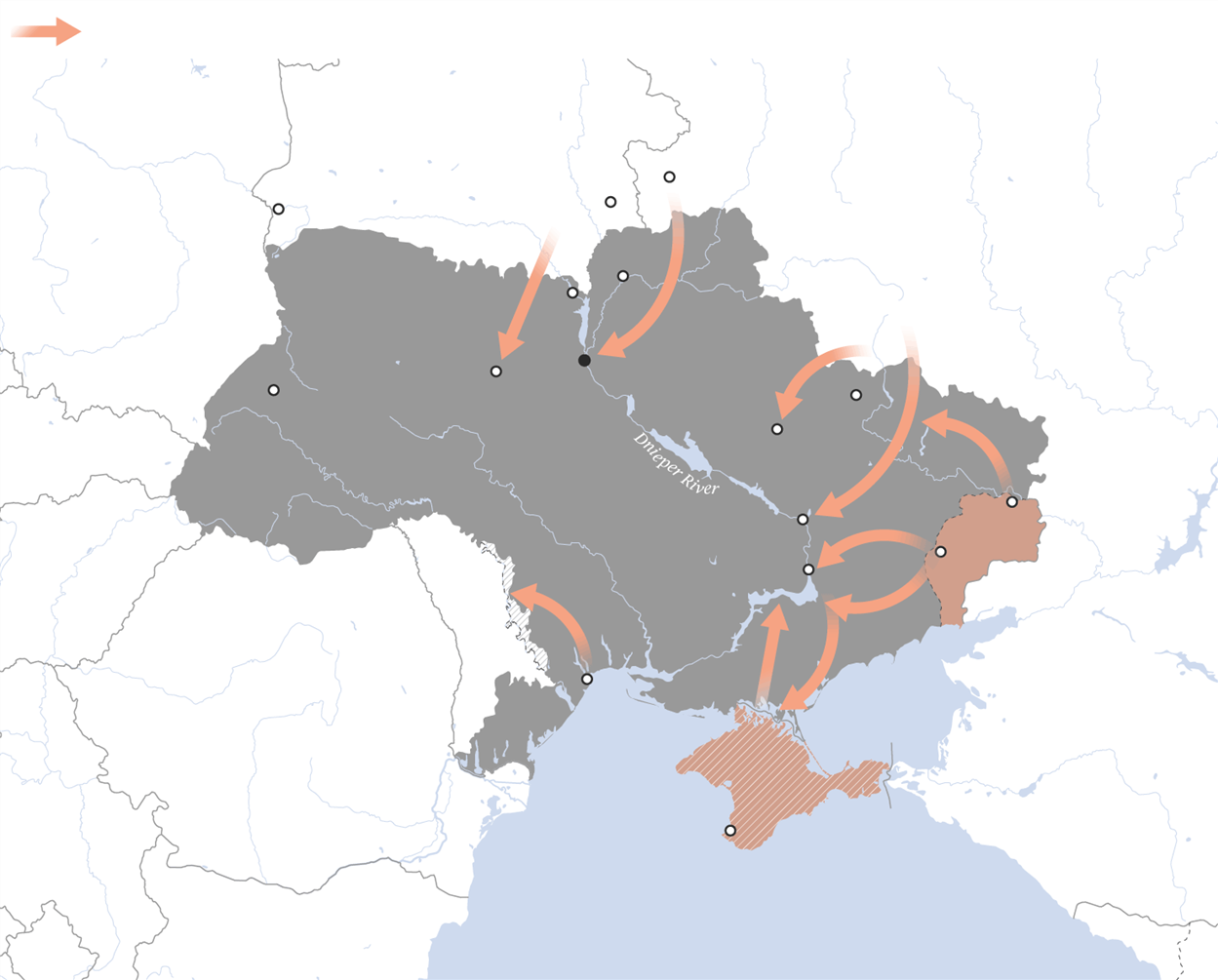 Маршрути російського вторгнення за оцінкою США та Natural Earth
