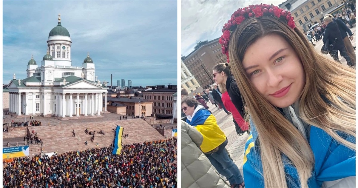 Жмеринчанки долучилися до мітингу за Україну в Гельсінкі: молитва та 30-метровий український прапор