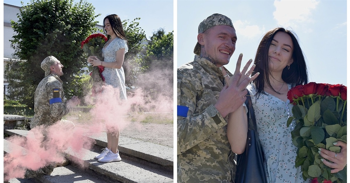 Вона сказала «Так»: військовий зі Жмеринки освідчився своїй коханій у центрі міста