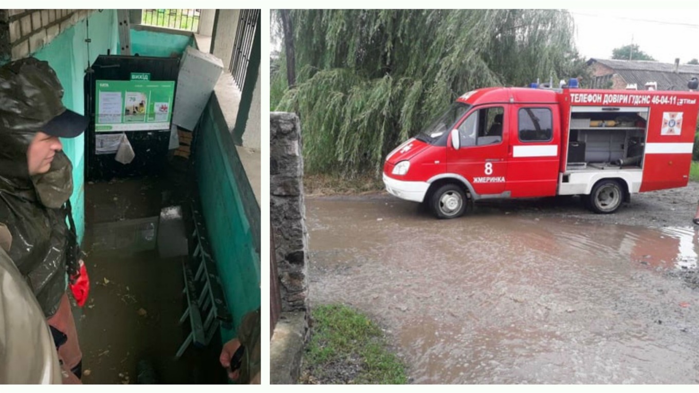 В підвалах до метра води: рятувальники відкачують воду з осель у Жмеринці