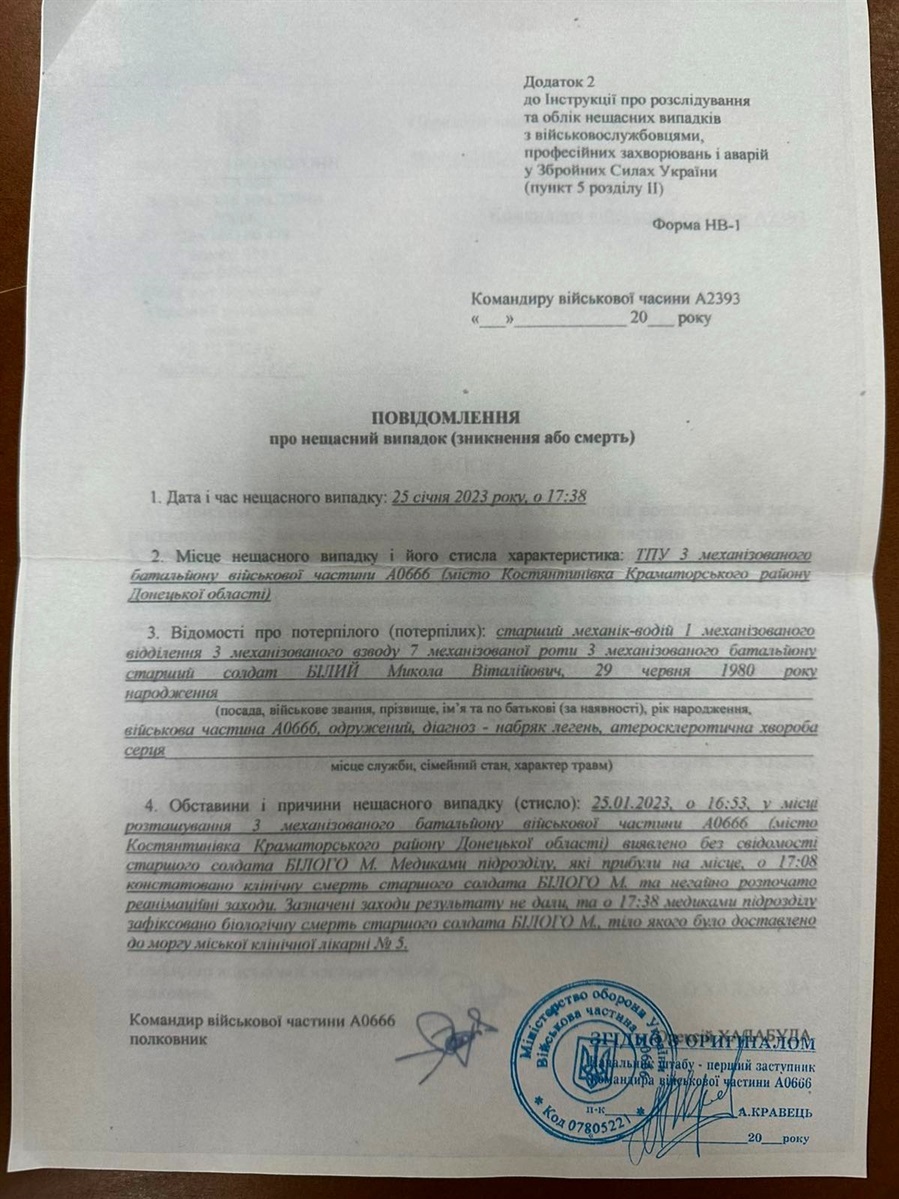 Повідомлення про нещасний випадок