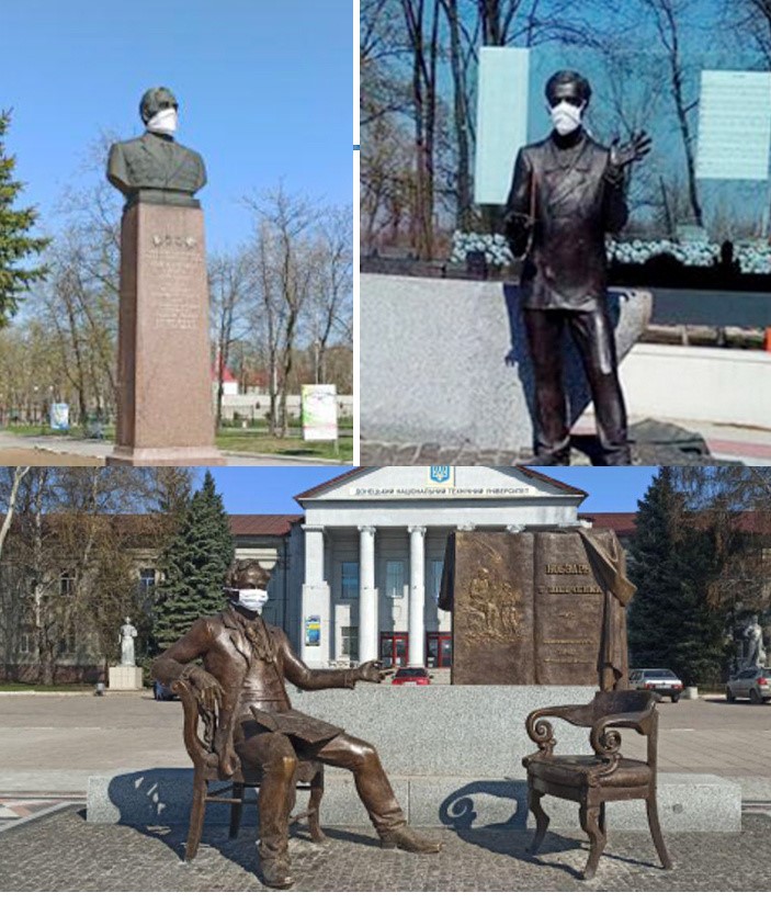 Покровські скульптури - у захисних масках. А ви?