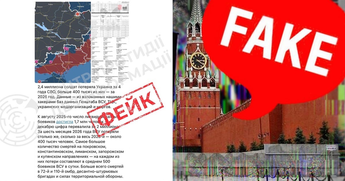 Інформація ru-пропаганди про 2,4 млн загиблих і зниклих безвісти військових ЗСУ — фейк