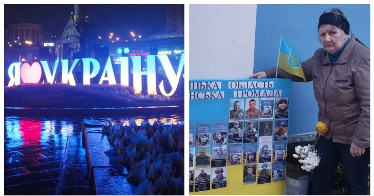 На Хрещатику матуся Героя Наталя Ліпей встановила стенд із портретами Героїв зі Жмеринської громади