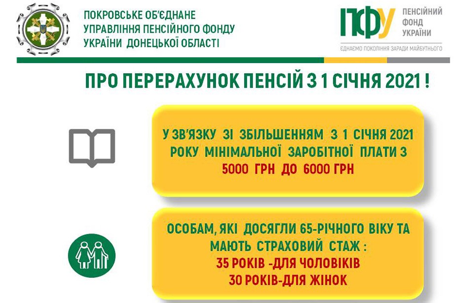 Кому з січня 2021-го підвищують пенсії 