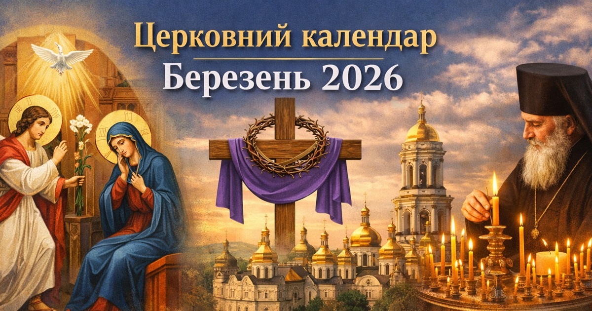 Церковний календар на березень 2026: Благовіщення, Великий піст і батьківські суботи
