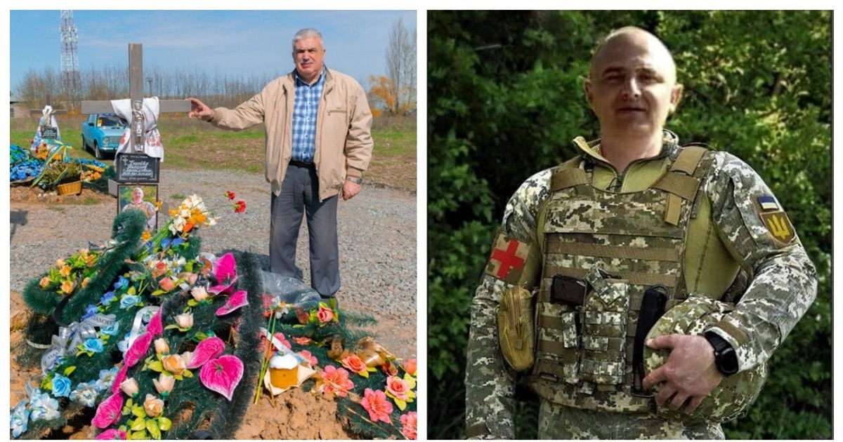 У День батька місцевий історик Олег Антонюк біля могили Героя Ярослава Кушпіти