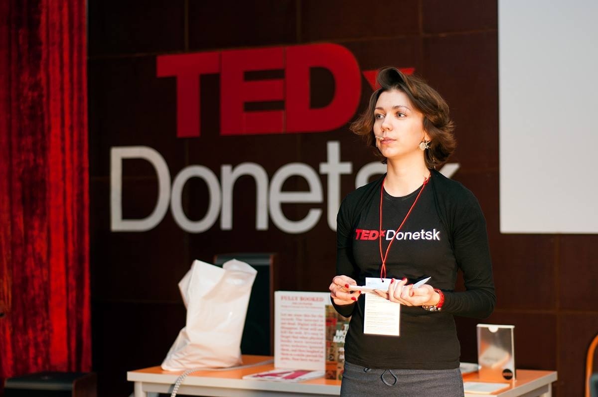 Під час локальної конференції ТЕDx у Донецьку, 2013 рік