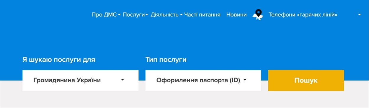Обираємо тип послуг на сайті ДМСУ