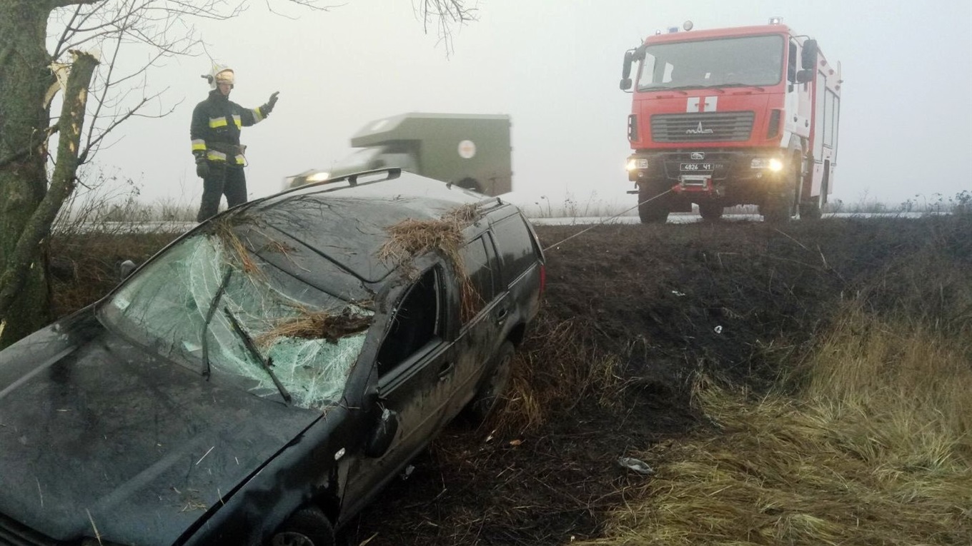Рятувальники витягли автомобіль, який перекинувся у кювет