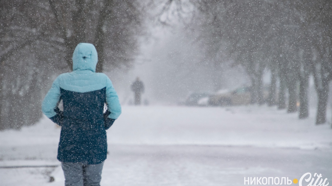Фото дня: февральская метель в Никополе