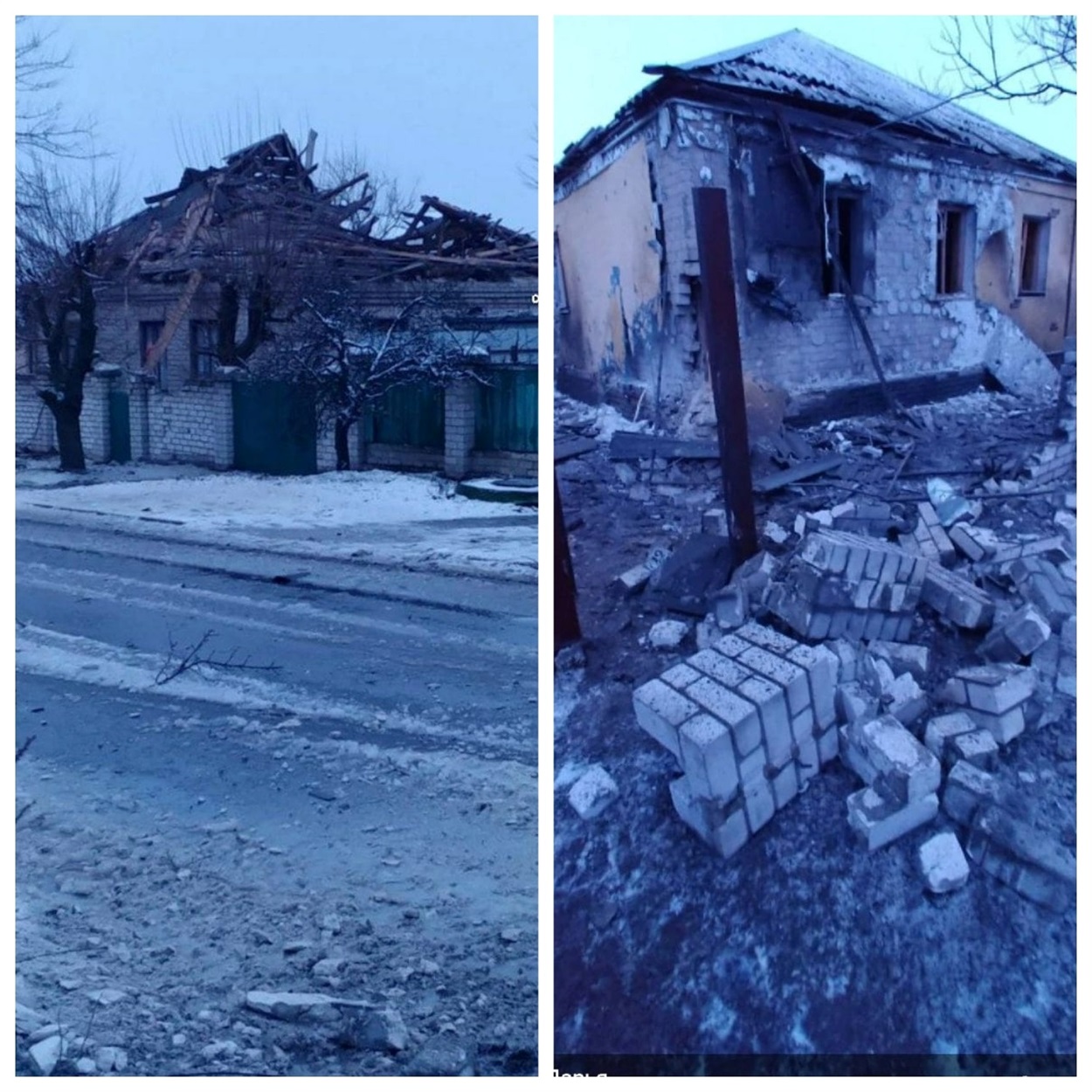 Поврежденные дома в районе РКТК