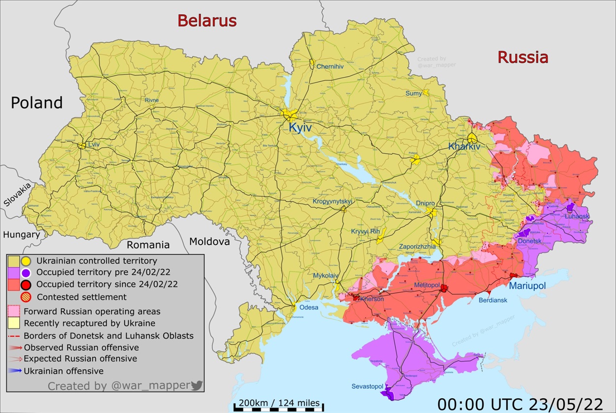 Карта войны в Украине 23.05.2022