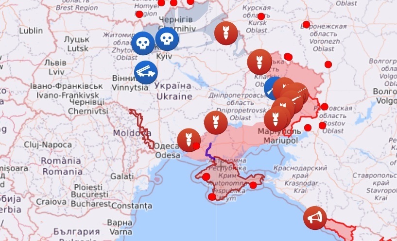 Карта боевых действий в Украине сегодня