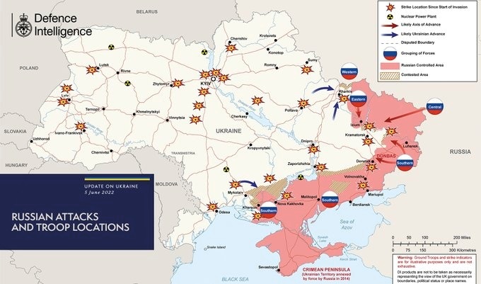 Карта боевых действий в Украине по состоянию на 6 июня