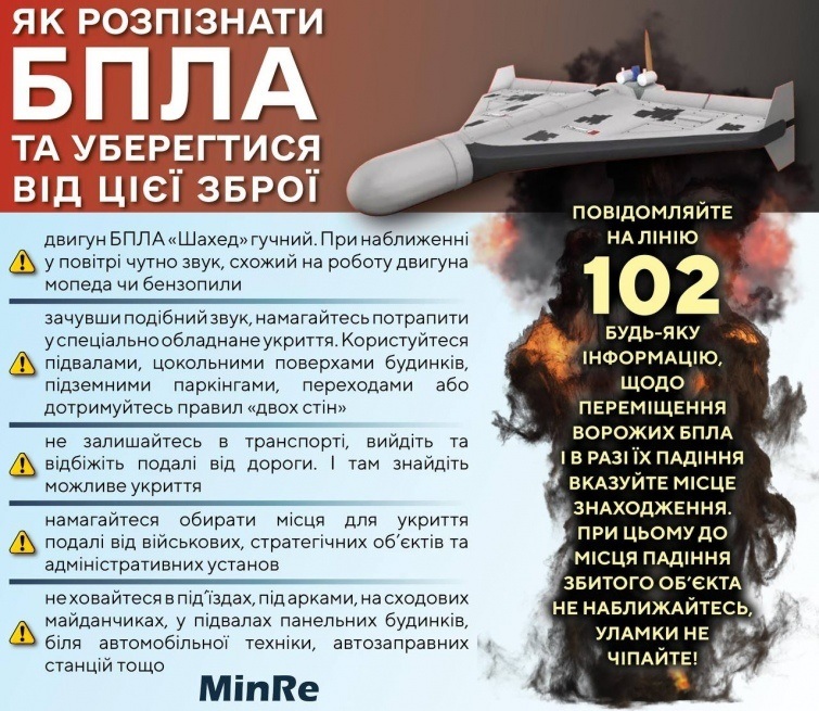 Як розпізнати і уберегтися від БПЛА. Автор: Міністерство з питань реінтеграції тимчасово окупованих територій
