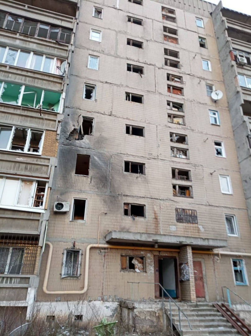 Наслідки обстрілу міста Торецьк.