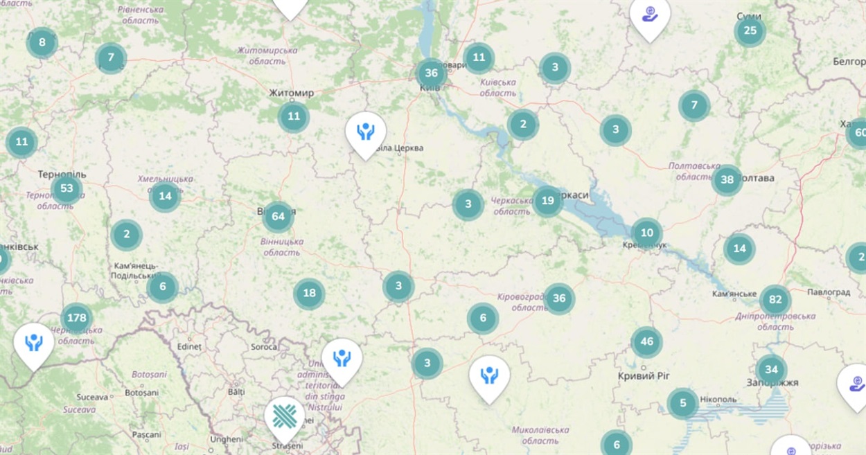 Так виглядає інтерактивна мапа Ukraine Services Advisor