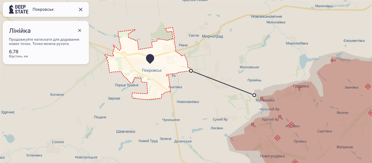 Відстань до Покровська