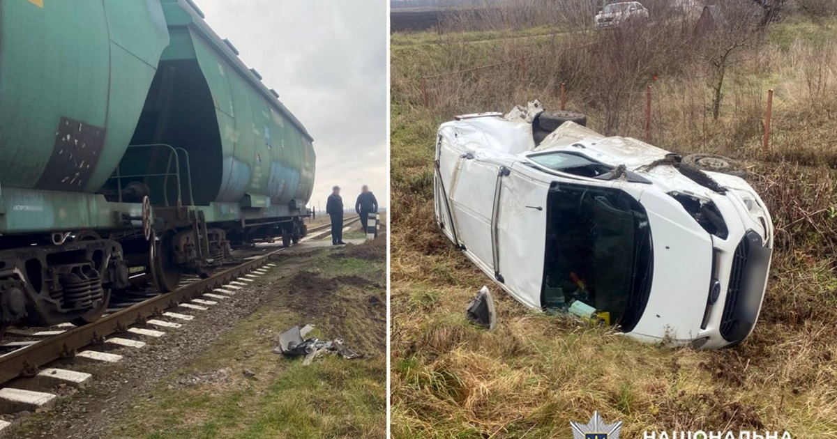 На Старокостянтинівщині мікроавтобус проїхав на червоний і зіткнувся з локомотивом