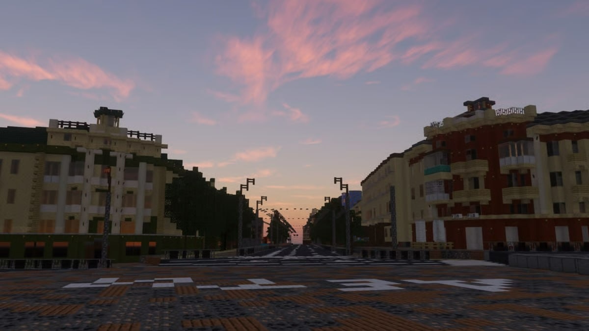Площа перед драмтеатром у Маріуполі у Minecraft