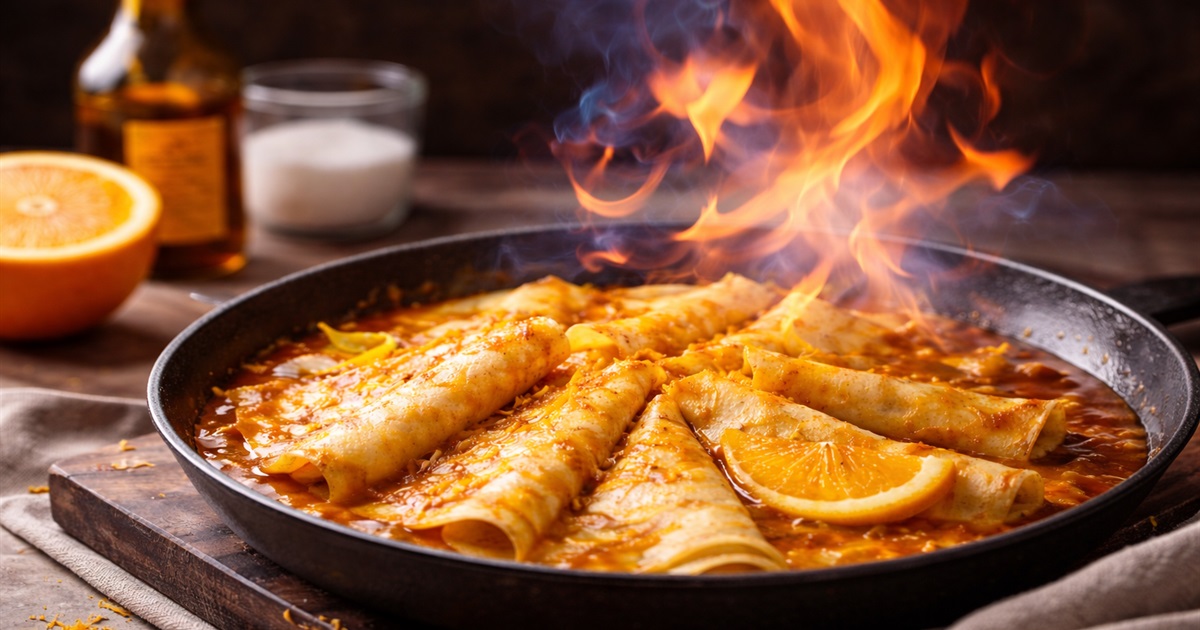 Млинці в апельсиновому соусі з ноткою фламбе