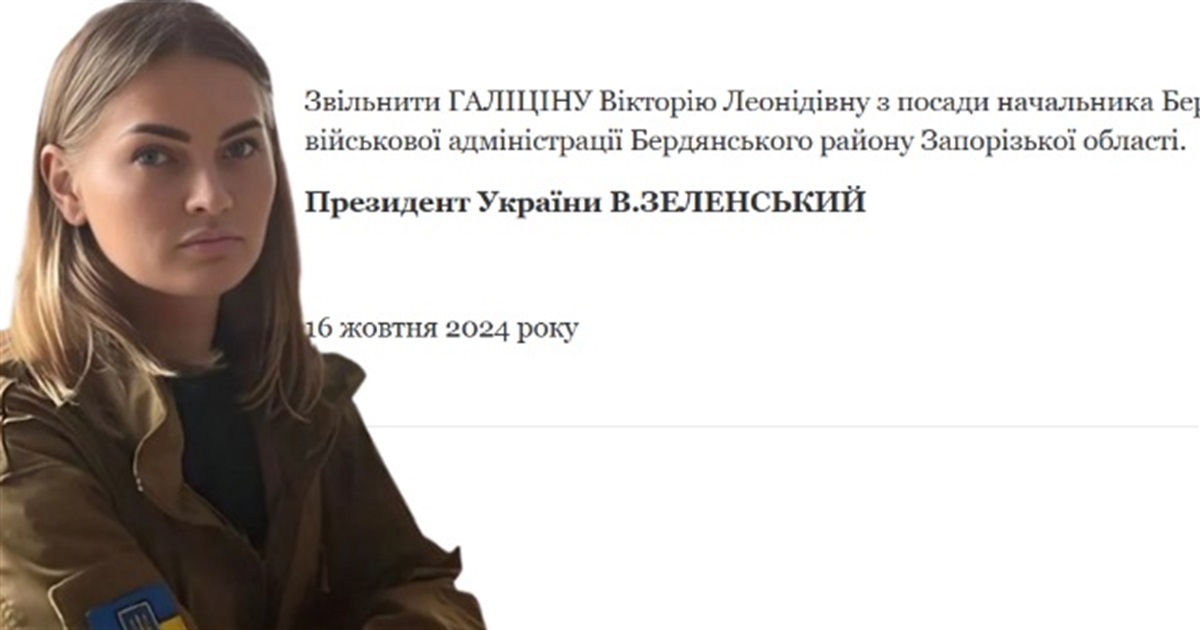 Президент Зеленський звільнив Вікторію Галіціну з посади начальниці БМВА