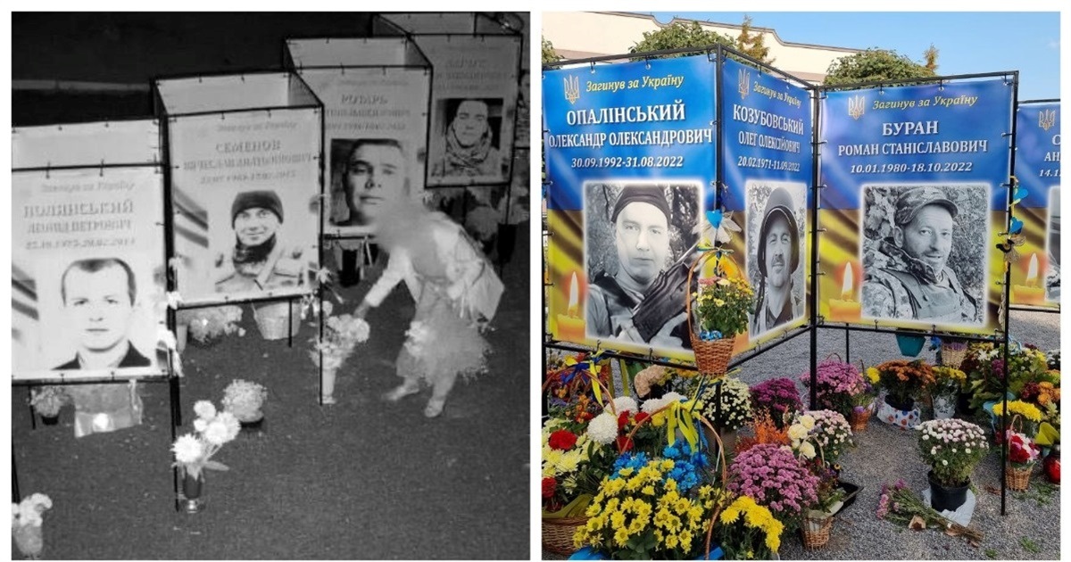 У Жмеринці жінка крала квіти на площі біля портретів Героїв і продавала їх: відео