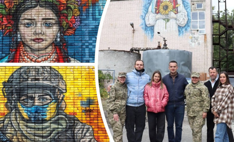 У Дніпрі створили патріотичний стінопис: дівчинка та військовий (ВІДЕО)