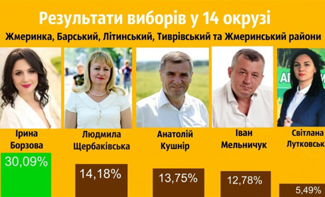 Результати виборів у Жмеринці та на окрузі №14: опрацювали 100% протоколів