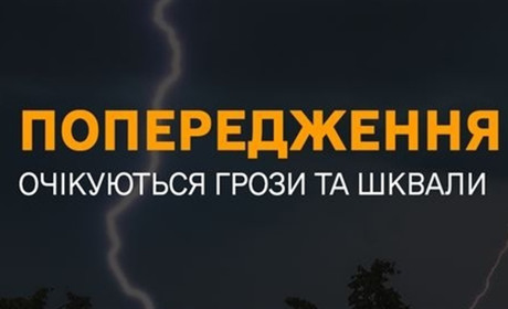 Грози та шквали: на Рівненщині 20 травня прогнозується перший рівень небезпеки, жовтий