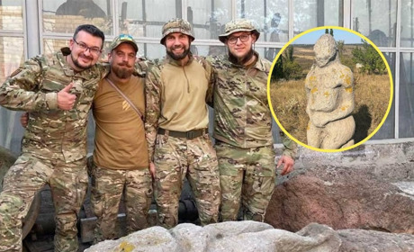 Військовий із Глухова разом із побратимами врятували з фронту тисячолітню половецьку статую