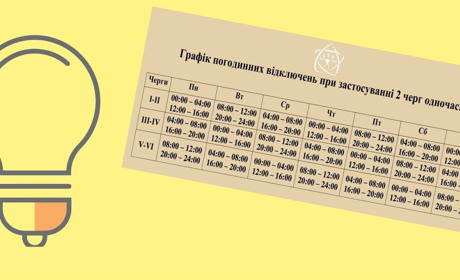 Оновлений графік відключення світла на випадок застосування графіків погодинних відключень