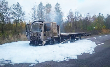 Згоріла вщент: на Володимиреччині під час руху спалахнула вантажівка
