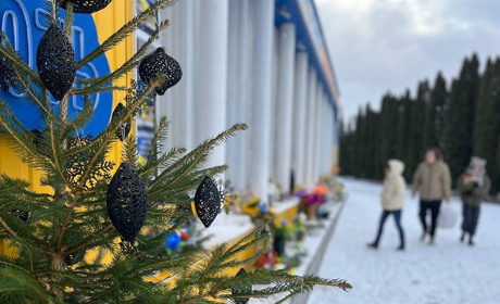 Різдвяне дерево пам’яті: у Городку встановили ялинку з чорними іграшками
