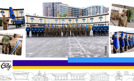 Командувач Нацгвардії вручив командиру військової частини у місті Вараш бойовий прапор