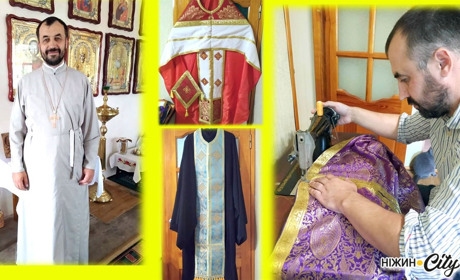 Священник з Ніжина шиє власноруч церковний одяг