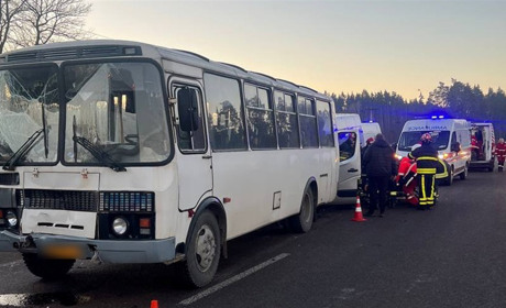 Два рейсові автобуси та бус зіштовхнулися на дорозі на Житомирщині: подробиці