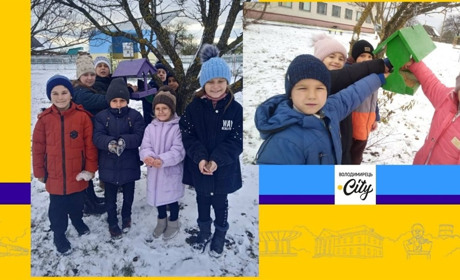 З першим снігом у Красносіллі школярі влаштували годівниці птахам
