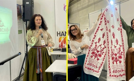 "Рушник зцілення": переяславці презентували проєкт на Міжнародній виставці рукоділля