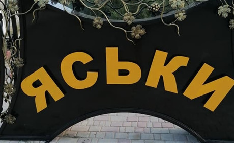 Фотофакт: у Яськах до дня села зробили вказівника, який прикрашає велетенський герб 