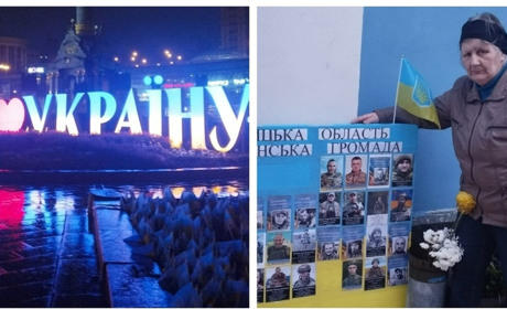 На Хрещатику матуся Героя Наталя Ліпей встановила стенд із портретами Героїв зі Жмеринської громади