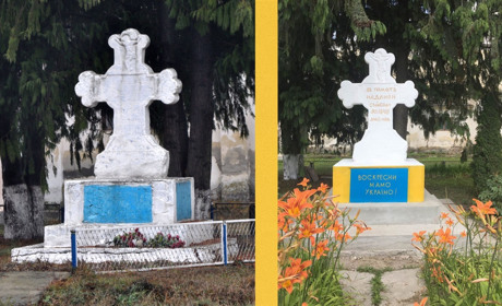 У Білобожниці, що на Чортківщині, відновили 173-річний пам’ятний хрест та написи на ньому (+ фото)
