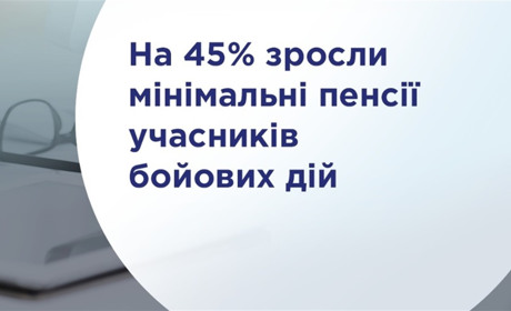Мінімальні пенсії для військовослужбовців зросли на 45%