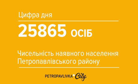 Цифра дня: 25865 жителів Петропавлівського району на 1 березня 2018 року