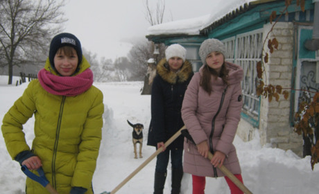 Воєводські волонтери розчищають доріжки від снігу довгожителям села