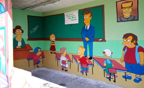 В Новгородському розмалювали зупинку в стилістиці "Сімпсонів"