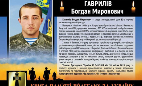 На Покрову у Калуші відкриють меморіальні дошки Богдану Гавриліву  та Богдану Ризаничу